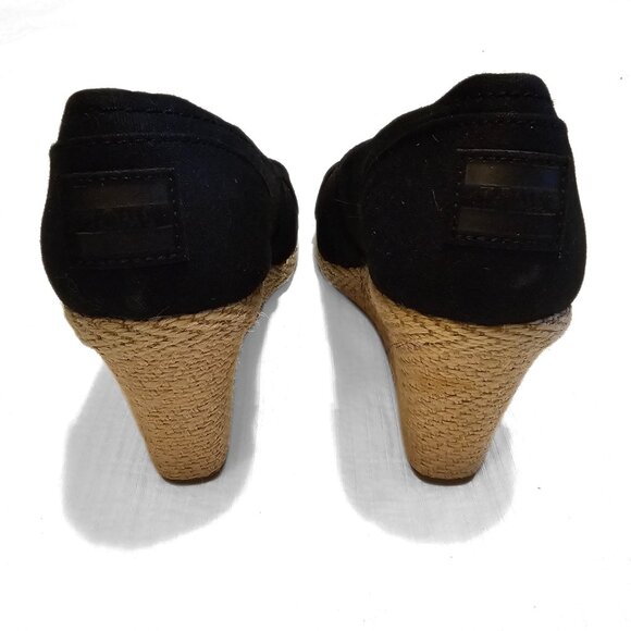 Toms Black Canvas Wedges 8W - Picture 5 of 12